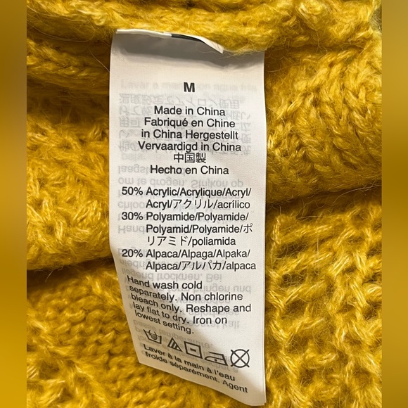 J. Crew Pointelle Cable Knit Alpaca Blend Mock Neck Yellow/ Rich Gold Sweater - Picture 9 of 9